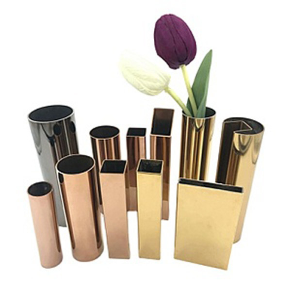 Mirror 304 Stainless Steel Pipe Rose Gold Piping Stainless Steel Rectangular Tube Gold Colored Stainless Steel Pipe