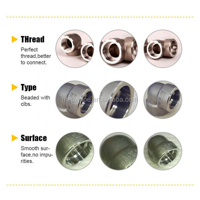 付属品90の程度SW/TH 3000LB ASTM A182 F316L ASME B16.11のステンレス鋼の3/4の糸の肘を配管しなさい 1