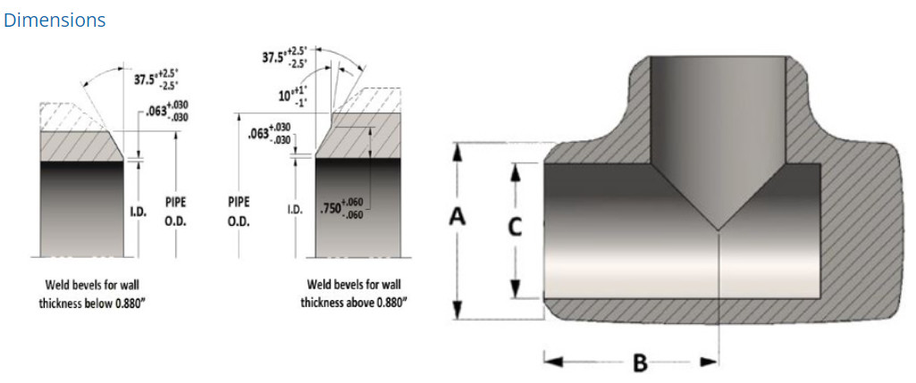 Carbon Steel MSS SP-75 WPH Y-56 Cushion Tee / Target Tee Seamless 1/2'' - 4''  ASME B16.9